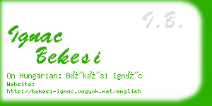 ignac bekesi business card